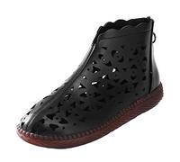 Chaussures plates d'été légères et respirantes pour femme - Bout fermé - Fermeture éclair dans le dos - Antidérapantes - Chaussures de marche unies confortables pour l'extérieur, Noir , 38 EU