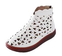 Chaussures plates d'été légères et respirantes pour femme - Bout fermé - Fermeture éclair dans le dos - Antidérapantes - Chaussures de marche unies confortables pour l'extérieur, blanc, 38 EU