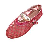 Chaussures plates élégantes en maille ajourée pour femme, idéales pour les soirées, les rendez-vous et les fêtes d'été, Rouge, 37 EU