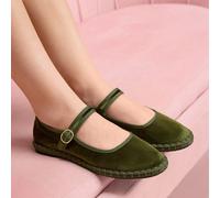 Chaussures plates élégantes en velours classique et confortables pour femmes, Babies, vert feuille EUR36,EUR37,EUR38,EUR39,EUR40,EUR41Unicolore