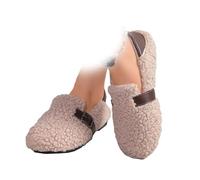 Chaussures plates en coton épais et chaud antidérapant pour femme - Laine d'agneau artificielle - Mocassins Mary Jane, marron, 43 EU