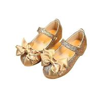 Chaussures plates en cuir pailletées for filles, avec nœud papillon, idéales for une soirée dansante(Gold,28)