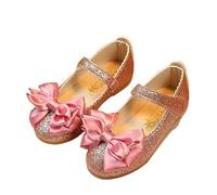 Chaussures plates en cuir pailletées for filles, avec nœud papillon, idéales for une soirée dansante(Pink,30)
