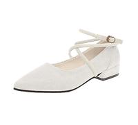 Chaussures plates en cuir pour femme - Chaussures simples - Chaussures à semelle pour femme - Bottes pour femme - Things Give Your Sister, blanc, 39.5 EU