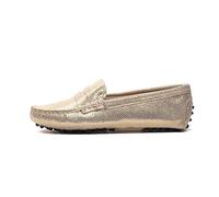 Chaussures plates en cuir pour femme - Mocassins décontractés à enfiler - Chaussures plates pour femme - Chaussures de conduite pour femme, doré, 41 EU