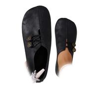Chaussures plates en cuir souple pour femme, mocassins orthopédiques confortables et souples à enfiler, Noir 2, 3 UK 3X-Narrow