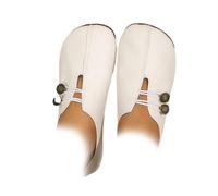 Chaussures plates en cuir souple pour femme, mocassins orthopédiques confortables et souples à enfiler, blanc, 5 UK 3X-Narrow