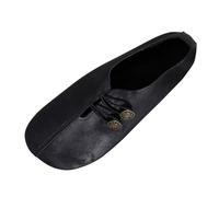 Chaussures plates en cuir souple pour femme - Style rétro - Bout fermé - Sandales orthopédiques à enfiler - Chaussures d'été flexibles - Mocassins vintage pirates médiévales et Renaissance, Noir , 40