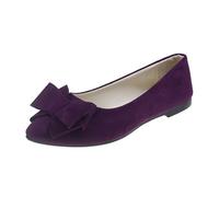 Chaussures plates en daim pour femme, coupe large, légères, décontractées, avec nœud, pour rendez-vous galant, navette, ballerines antidérapantes à bouche peu profonde pointue, mocassins pour femme