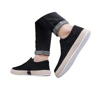 Chaussures plates en velours côtelé pour homme - Chaussures de marche légères à enfiler à bout rond - Mocassins confortables à enfiler - Ouverture peu profonde - Semelle basse - Chaussures unies