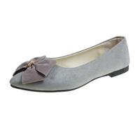 Chaussures plates habillées à bout pointu pour femme - Confortables et légères - Avec nœud - En tricot - Chaussures de mariage confortables et légères - Pour le bureau, gris, 37.5 EU