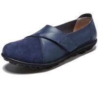 Chaussures plates larges pour femmes, pieds enflés, chaussures de sport hautement élastiques, respirantes, grande taille, pour le travail, la salle de sport, l'entraînement de course (bleu 46 EU)