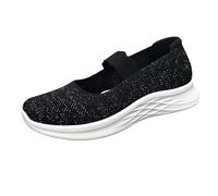 Chaussures plates Mary Jane pour femme avec semelle épaisse - Coupe extra large - En maille respirante - Antidérapantes - Légères et confortables - Style décontracté - Pour le travail et le bureau