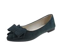 Chaussures plates pour femme Printemps été et automne en daim léger pointu Bouche inférieure souple Bow Chaussures simples Rencontres quotidiennes Grande taille Ballet Chaussures plates à pompon