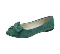 Chaussures plates pour femme printemps été et automne en daim léger pointu Bouche souple Bottom Bow Chaussures simples Daily Rencontres Commuting Grande taille Chaussures plates Jaune Femme, vert, 36