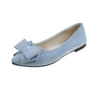 Chaussures plates pour femme printemps-été et automne légères en daim à bouche peu profonde pointue avec nœud à fond souple - Chaussures simples pour rendez-vous quotidien - Grande taille - Chaussures