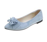 Chaussures plates pour femme printemps-été et automne légères en daim pointu bouche peu profonde fond souple nœud chaussures simples pour rendez-vous quotidien navette grande taille chaussure de