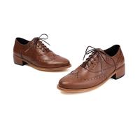 Chaussures plates rétro pour femme - Élégantes et confortables - Chaussures d'été légères pour femme - Ballerines tendance avec semelle fixe, marron, 47 EU