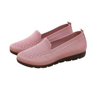 Chaussures plates tricotées légères et confortables pour femme - Chaussures de marche décontractées en maille respirante - Chaussures de travail décontractées pour homme, rose, 42 EU