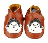Chaussures pour bébé en cuir souple faites à la main avec semelles en daim - Singe - 0-6 mois - 6-12 mois - 12-18 mois - Garçon et fille - Jolies bottes de landau - Chaussures de naissance pour nouveau-né (0-6 mois)
