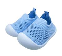 Chaussures pour bébé garçon et fille - Respirantes - Chaussons d'intérieur et d'extérieur - Chaussures d'apprentissage à enfiler - Antidérapantes - Avec semelle en caoutchouc souple, bleu, 20 EU