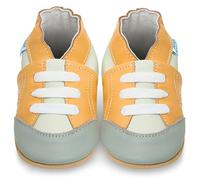 Chaussures pour enfant en cuir souple - Chaussures pour bébé en cuir avec semelle en daim - Chaussures pour premiers pas, pour fille ou garçon, Deportivas Giallo, 6-12 mois