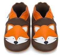 Chaussures pour enfant en cuir souple - Chaussures pour bébé en cuir avec semelle en daim - Chaussures pour premiers pas, pour fille ou garçon, Renard, 18-24 mesi