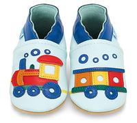 Chaussures pour enfant en cuir souple - Chaussures pour bébé en cuir avec semelle en daim - Chaussures pour premiers pas, pour fille ou garçon, Locomotive, 0-6 mesi