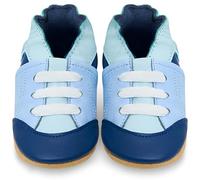 Chaussures pour enfant en cuir souple - Chaussures pour bébé en cuir avec semelle en daim - Chaussures pour premiers pas, pour fille ou garçon, Sneaker Blu, 0-6 mesi