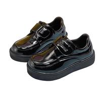 Chaussures pour enfants de couleur unie avec sangle de cheville, chaussures respirantes, semelle souple en cuir, coupe ample, chaussures plates à talon bas, semelle antidérapante, chaussures uniformes