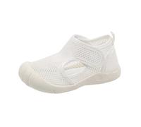 Chaussures pour enfants - En maille respirante - Couleur unie - Chaussures plates - Légères - Sandales de sport légères - Sandales de loisirs minimalistes - Chaussures de plage souples, Blanc1, 25 EU