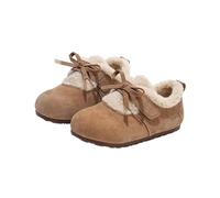 Chaussures pour enfants filles mignonnes doublées en polaire de couleur unie chaussures chaudes antidérapantes moelleuses nœud fleur chaussures souples larges confortables chaussures plates pour la