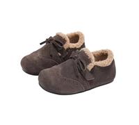 Chaussures pour enfants filles mignonnes doublées en polaire de couleur unie chaussures chaudes antidérapantes moelleuses nœud fleur chaussures souples larges confortables chaussures plates pour la