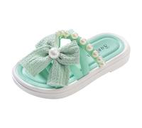 Chaussures pour enfants, pantoufles confortables avec semelle souple, nœud papillon tendance, sandales de plage en perles, vert, 29.5 EU