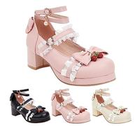 Chaussures pour enfants pour filles Escarpins : chaussures de princesse Mary Jane avec talon Kawaii Lolita Chaussures à talons hauts pour cosplay fête Plateau festif Chaussures de soirée Chaussures de