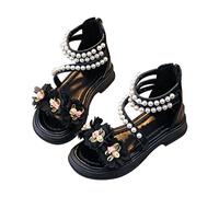 Chaussures pour enfants - Sandales plates - Fleurs - Perles - Chaussures d'été - Bout ouvert - Respirantes - Princesse - Antidérapantes - Sandales de plage - Chaussures pour enfants - Chaussures de