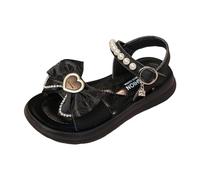 Chaussures pour enfants, semelles épaisses, sandales confortables avec semelles souples, sandales à la mode princesse amour papillon, Noir , 35 EU