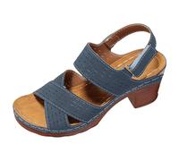 Chaussures pour femme 43 Large 2025 Mode d'été Sandales à bout ouvert Plage Casual Cutout Rétro Chaussures romaines Chaussures pour femme Chaussures compensées 38, bleu, 40 EU Large
