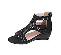 Chaussures pour femme 43 largeur G pour femme Mode Sandales à bout creux Sandales compensées Sandales à paillettes Chaussures pour femme 42, Noir , 39 EU