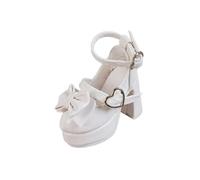 Chaussures pour femme à l'échelle 1/4 avec nœud mignon, boucle en forme de cœur réaliste, blanc miniature, 5 cm x 2,2 cm