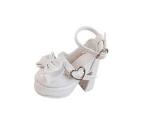 Chaussures pour femme à l'échelle 1:4 avec nœud mignon, robuste, réaliste, boucle en forme de cœur, blanc miniature, 5 cm x 2,2 cm