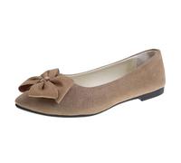 Chaussures pour femme avec talon bleu et automne en daim léger pointu Shallow Mouth Soft Bottom Bow Chaussures simples Daily Rencontres Commuting Grande taille Chaussures plates Chaussures 41 femmes