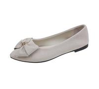 Chaussures pour femme avec talon bleu et automne en daim léger pointu Shallow Mouth Soft Bottom Bow Chaussures simples Daily Rencontres Commuting Grande taille Chaussures plates Chaussures 41 femmes
