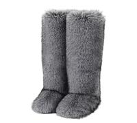 Chaussures pour femme, décontractées, en plein air, avec fourrure, 50 cm, bottes de neige belles, rouge, gris, 39 EU