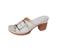 Chaussures pour femme - Doublure chaude - Chaussures de plage - Talon creux - Décontractées - Chaussures rétro - Doublées - Noir, gris, 41 EU