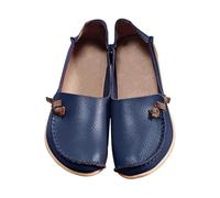 Chaussures pour femme en cuir de vachette véritable - Chaussures de maternité - Chaussures élastiques pour femme - Chaussures basses - Chaussures décontractées pour femme - Rouge, bleu foncé, 40 EU