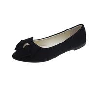 Chaussures pour femme - Noir - Talon élégant - Automne - En daim léger - Pointed Shallow Mouth Soft Bottom Bow - Chaussures simples - Daily Dating Commuting - Grande taille - Ballet - Chaussures