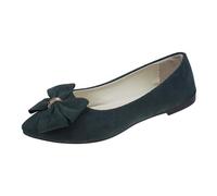 Chaussures pour femme - Noir - Talon élégant - Automne - En daim léger - Pointed Shallow Mouth Soft Bottom Bow - Chaussures simples - Daily Dating Commuting - Grande taille - Ballet - Chaussures