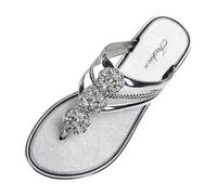 Chaussures pour femme noires 42 pour un usage quotidien décontracté en plein air. Tongs d'été avec séparateur d'orteils en strass, parfaites pour les robes de plage et les chaussures décontractées