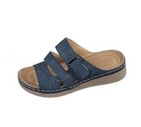 Chaussures pour femme - Sandales compensées doublées pour femme - Sandales à talons ouverts - Bout ouvert - Respirantes - Légères - Sandales de plage orthopédiques pour femme, bleu, 36 EU
